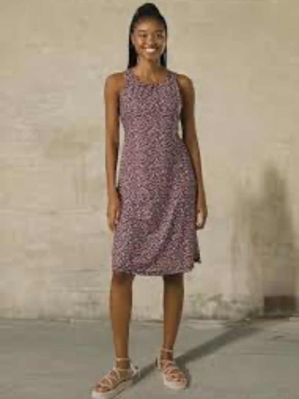 prAna Women's Skypath grey blue petals stretch dress - Size: MED